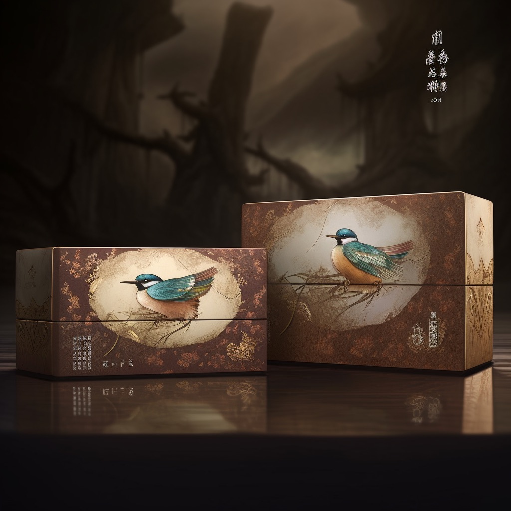 two boxes with a picture of birds on them a digital rendering by.jpeg